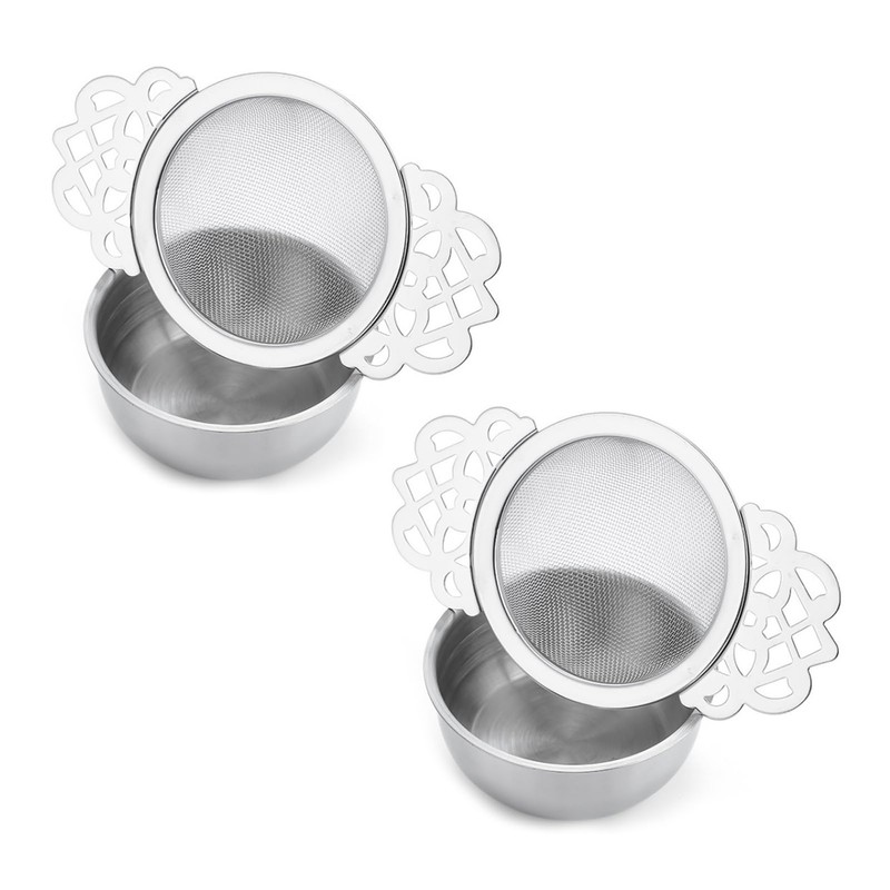 2 Pcs Tea Strainer with Bowl, Stainless Steel Tea Strainer,