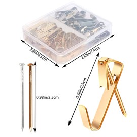 Picture Hooks Hanging Hooks kit,Picture Hooks Heavy Duty Frame Heavy Hanger with Nails. (Gold-40Pcs silver-40Pcs)
