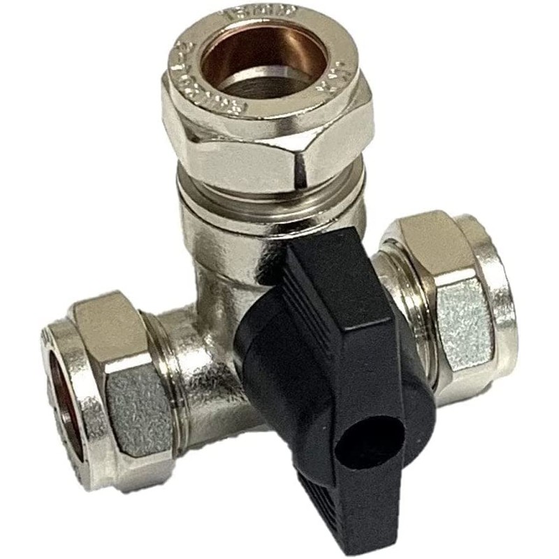 hep® 15mm Large Bore Tee Isolation Valve Chrome Plated Full