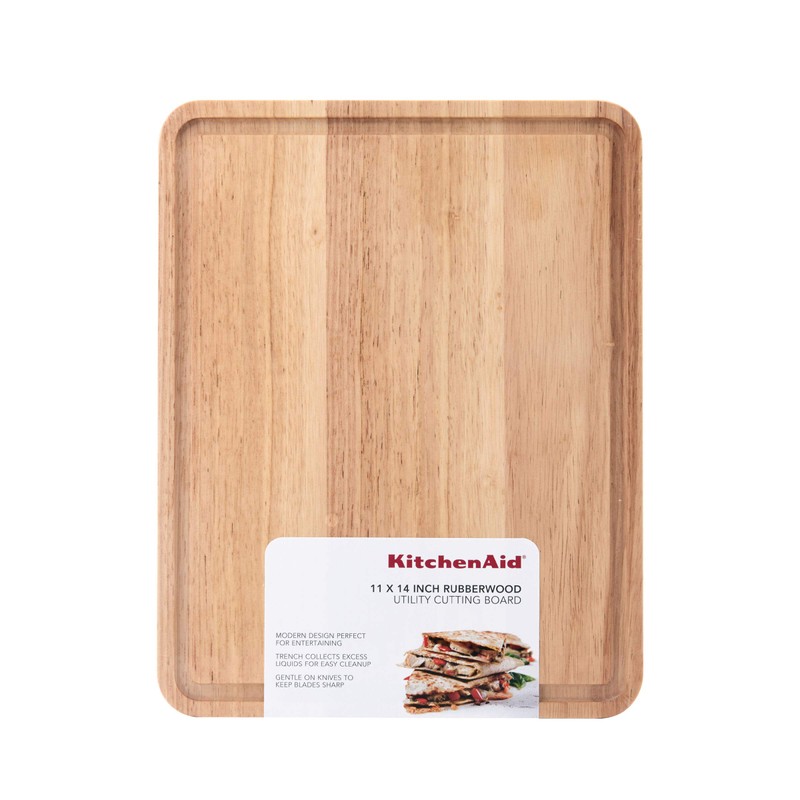 Kitchen Aid Classic Rubberwood Cutting Board with Perimeter Trench, Reversible
