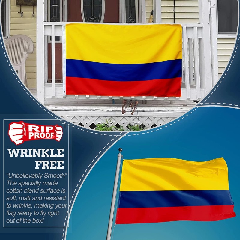 Anley Rip-Proof Double Sided 3-Ply Colombia Flag 3x5 Ft Colombian