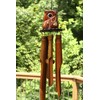 G6 COLLECTION Handmade Wooden Owl Bamboo Wind Chime Wood Statue