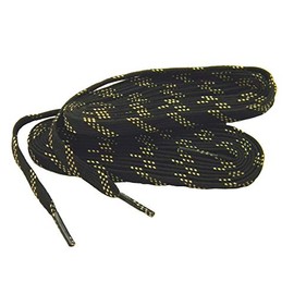 GREATLACES Heavy Duty proTOUGH(TM) Kevlar(R) Reinforced Boot 8mm Wide Flat Shoelaces (2 Pair, Black W/ Yellow, 36 Inch 91 cm