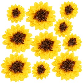 DARENYI Sunflower Theme Paper Flowers, Set of 10, Diameter 7.9 inches (20 cm), 11.8 inches (30 cm), Summer, Decoration, Paper Pom Poms, Flowers, Wall Decoration, Summer, Interior, Birthday, Party