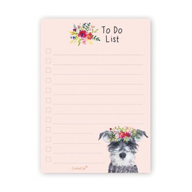 Curled Up Schnauzer To Do List Notepad – A6 50 Tear Off Pages - Schnauzer Lover Gift – Notes Organiser – Dog Lover Memo Desk Pad - Stocking Filler