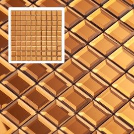 Mijaro 5 Sheets Peel and Stick Silver Square Flat Mirror Mosaic Tiles for Kitchen Backsplash and Bathroom Wall