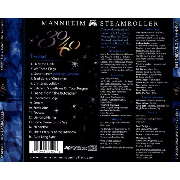 MANNHEIM STEAMROLLER - 30/40 NEW CD