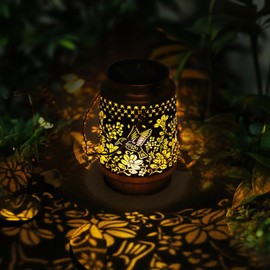 Solar Lantern for Outdoors, Solar Lights for Outdoor Hanging, IP65 Metal Solar Lanterns for Outdoor Use, Waterproof, Ideal for the Patio as well as for Decorating Garden and Balcony Outdoor Light