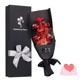 Ramo de Rosas de Oro de 24 Quilates, Rosa Bañada en Oro, 14 de febrero Regalo para Mujer, Esposa, Novia en San Valentín, Navidad, Aniversario, Propuesta de Cumpleaños, Día de la Madre