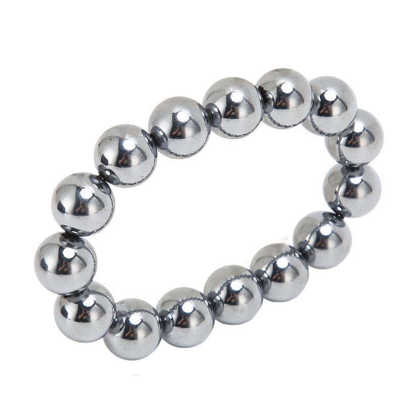 14mm Terahertz Stone Bracelet Promote Circulation Round Beads Chian Bracelet