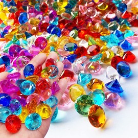 Sorruder Decorative Stones for Table Decoration Approx. 285 Pieces 18 mm Decorative Stones Colourful Acrylic Diamond Crystals High Transparency Glass Stones Decoration for Confetti Wedding Table