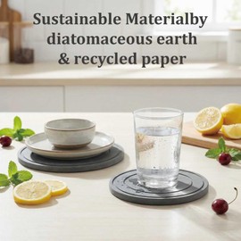 Stone Plant Pots Saucer Set 12" Diatomaceous Earth Plant Water Catcher Tray,Quick Dry Absorbent Under Plants Water Tray for Pots, Plant Saucer for Indoor