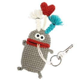 macaroni edge mascot key case monster key holder key holder key storage Korean miscellaneous goods handmade, Charcoal gray x bi-color