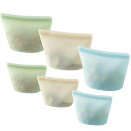 6 Pack Reusable Silicone Food Storage Bags, Emptycolor Reusable Ziplock Bags, Leakproof Freezer Bag for Sandwich, Snack, Dishwasher Safe, BPA Free