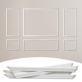 Lunghaa 6-Frame Premade Accent Wall Molding Kit, Ready-to-Assemble Wainscoting Panels, Pre-Cut Chair Rail Moulding Trim for Home Décor