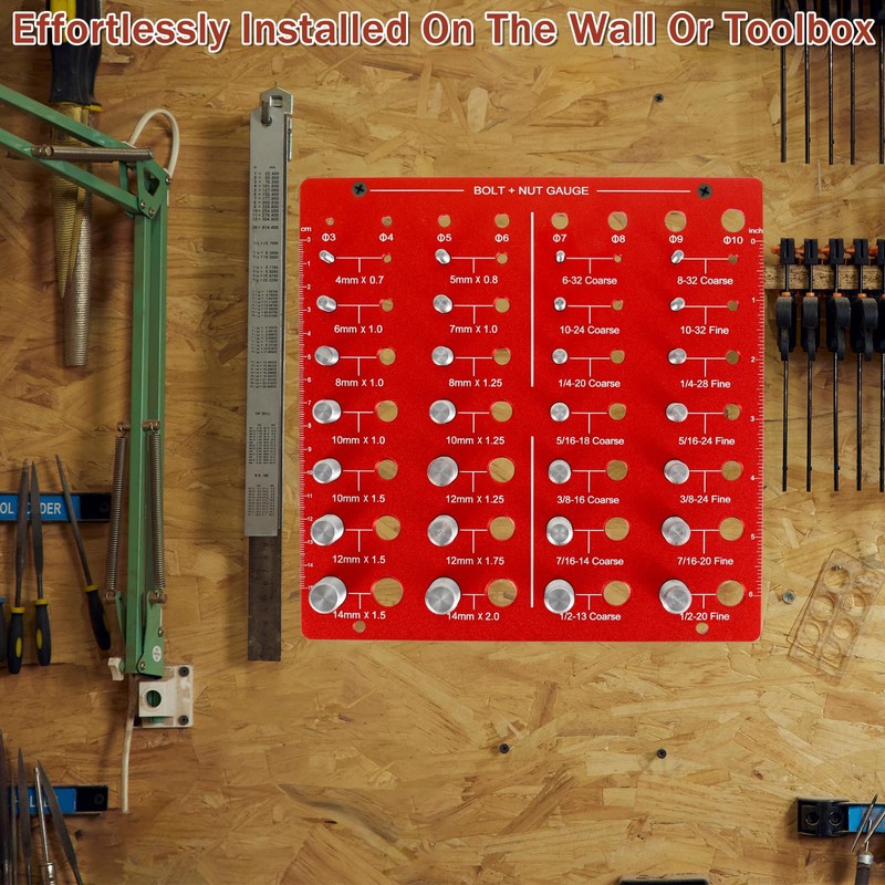 Nut and Bolt Thread Checker, Aluminum Alloy 44 Thread Sizes