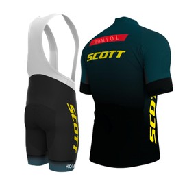 HOMTOL Men's Bicycle Suits, Short Sleeve Bicycle Jersey Set, Breathable Cycling Jersey, Cycling Clothing Set, Quick-Drying (Dark Green, M)
