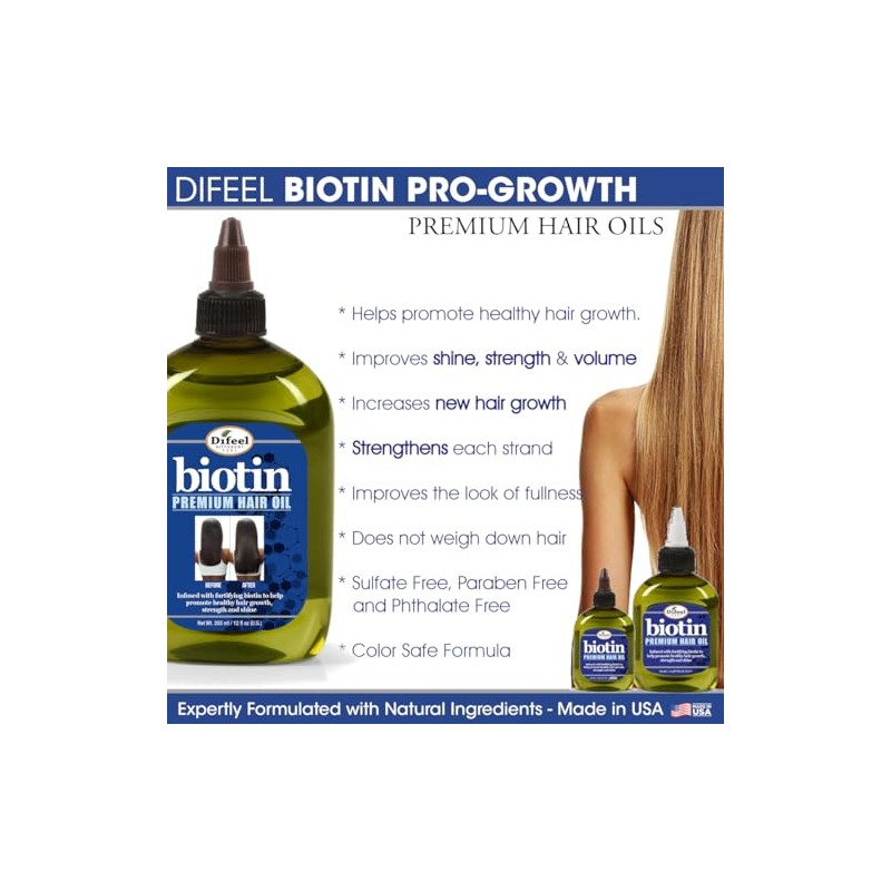 Difeel Aceite para el cabello con biotina premium 2.5 oz.