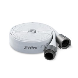 ZYfire Fire Hose - 2" ID x 25 FT Single Jacket EPDM Firefighter Hose with M × F NST/NH Aluminum Couplings 750 PSI Burst Pressure Lightweight for Use in Firefighting