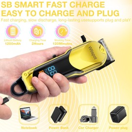 Set de cortapelos para hombre, recortadora de pelo con pantalla LED, recortadora de pelo y barba inalámbrica profesional, máquina de cortar pelo para hombre.