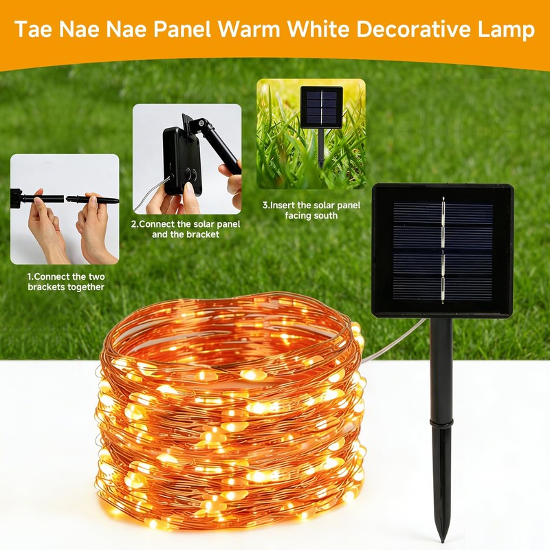 Nextpal 16ft 50 LED Solar Copper String Lights Outdoor, Waterproof