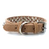 Spiked Studded Dog Collar-Chrome Round Stud Anti-Bite Collar (Brown,L)