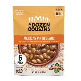 A Dozen Cousins Seasoned Pinto Beans, Vegan and Non-GMO Meals, Microwaveable Beans Ready to Eat Made with Avocado Oil (Mexican Pinto Beans, 6-Pack)