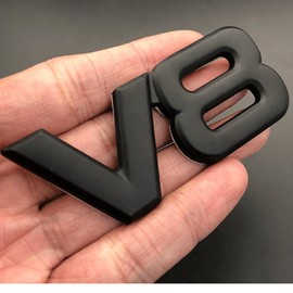 DSYCAR V8 Emblem Car Sticker 3D Metal Adhesive V8 Truck Car Badge Emblem Replacement Accessories (V8-Black)