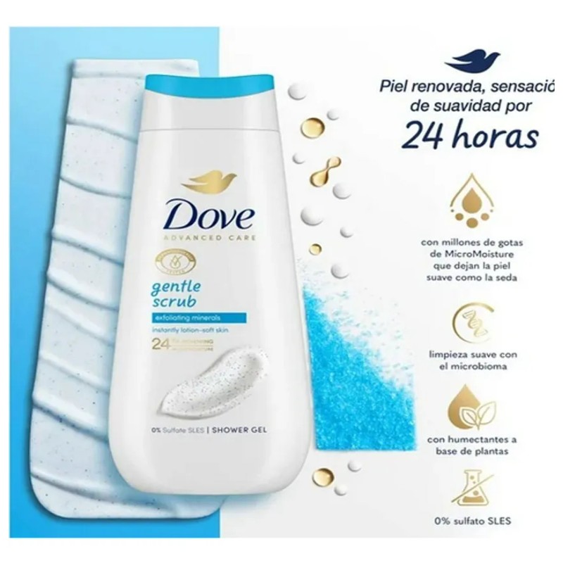 Dove Jabón Líquido Exfoliante Corporal Shower Gel 2pzs