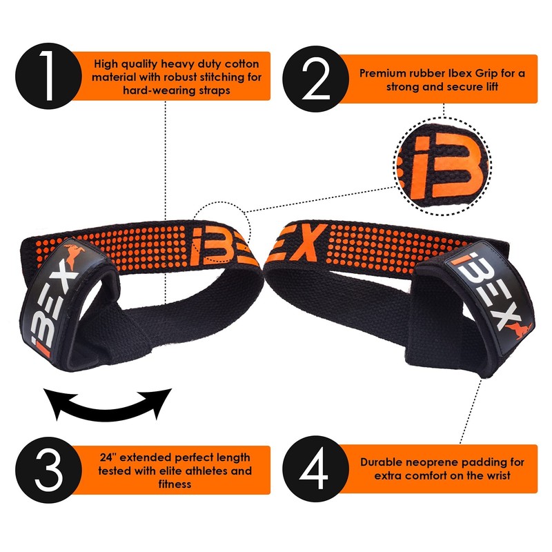 iBEX Weight Lifting Straps with Padded Wrist Support and Advanced