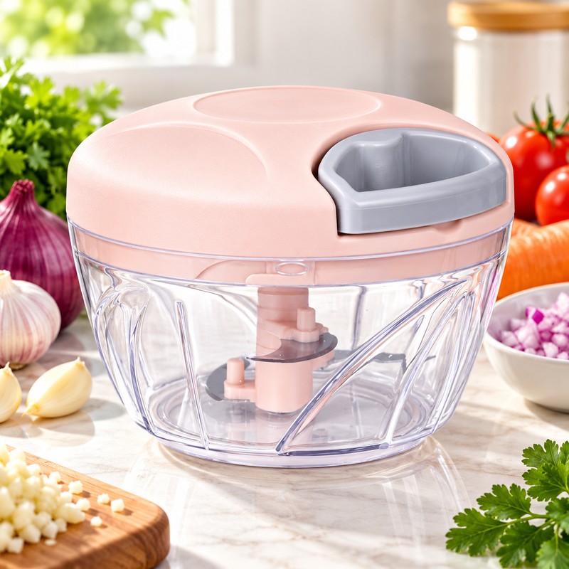 Manual Food Chopper for Kitchen Prep – Hand-Operated Metal Blade