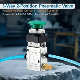 VIILOCK Pneumatic Mechanical Valve, 1/4” NPT 3 Way 2 Position Momentary Push Button Manual Control Air Valve JM-06A
