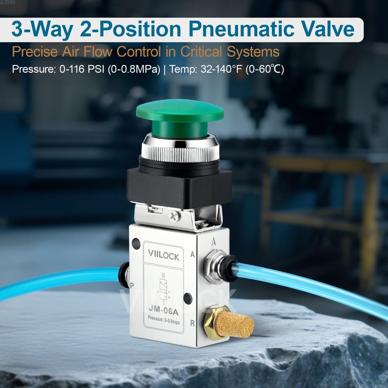 VIILOCK Pneumatic Mechanical Valve, 1/4” NPT 3 Way 2 Position
