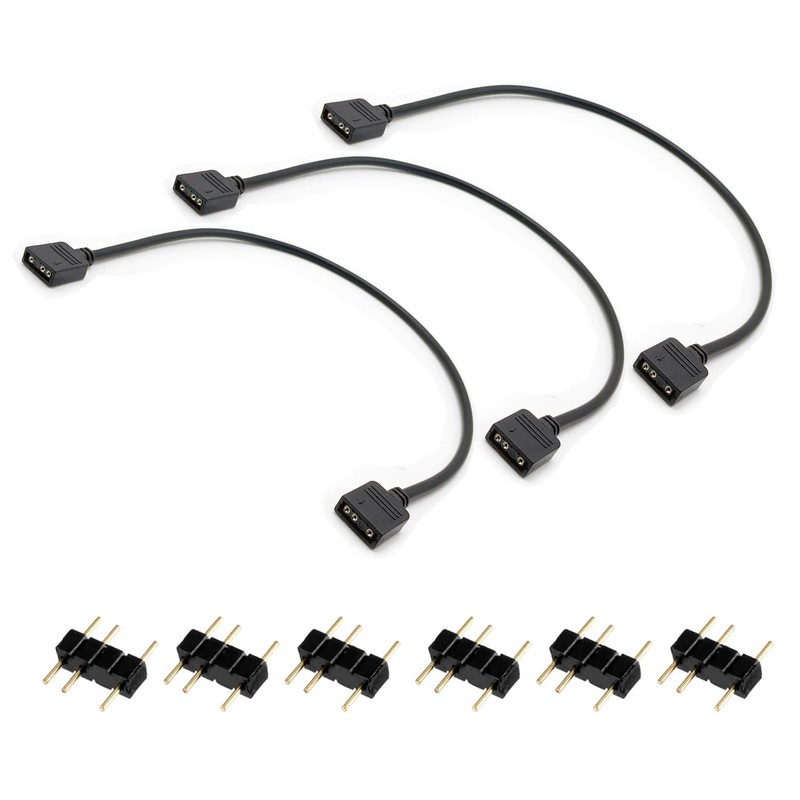 Jstincal (3-Pack) ARGB Extension Cable, 5V 3-Pin Addressable RGB Cable,