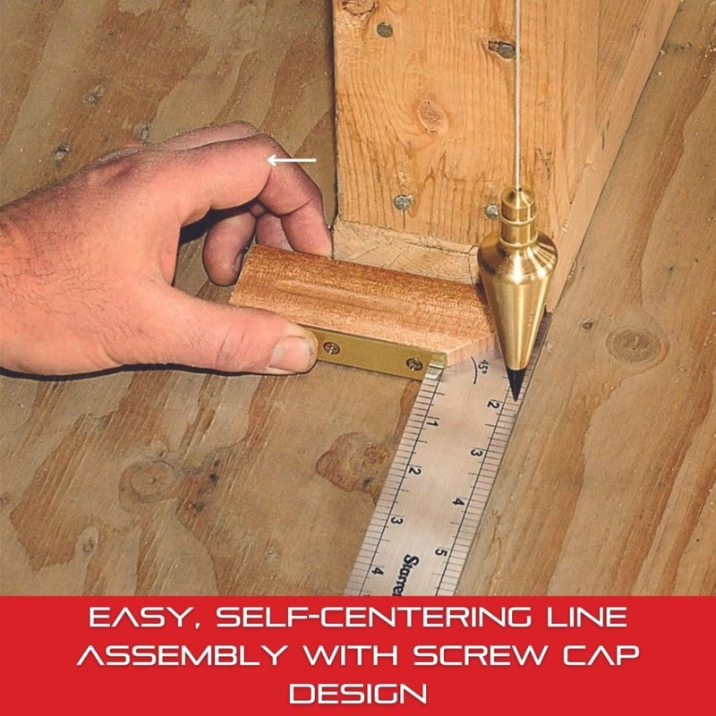 Starrett Solid Brass Plumb Bob with Replaceable, Hardened Steel Points