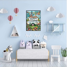 F-CANLAN Round Full Drill Diamond Painting Set, 5D DIY Happy Camper Paint with Diamonds Plant Cart Diamond Painting with Gem for Adult Children Camper Lovers Diamond Art Kits Room Decor (12X16 inches)
