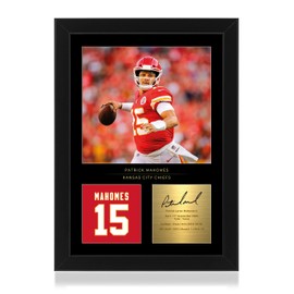 Win FC Patrick Mahomes Signed A4 Framed Photo Display - Reproduced Digital Signature - Gift For Kansas City Chiefs