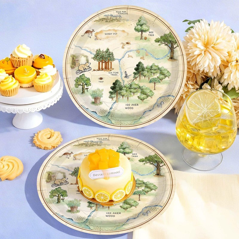 50Pcs Classic Bear Paper Plates 7" for Kids Birthday Party
