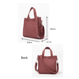 Jeelow Small Canvas Tote Handbag Shoulder Crossbody Bag Purse With Zipper & Pockets For Men & Women (Dull Red)