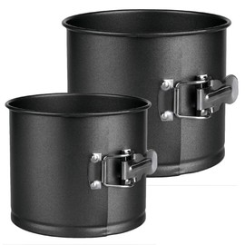 MGE - Backform für Pannetone - Runde Kuchenform - Springform mit Antihaftbeschichtung - Karbonstahl - Set von 2 - Ø 16,5 und 12,5 cm - Schwarz