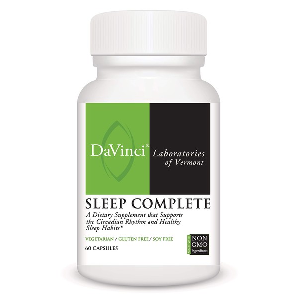 DAVINCI Labs Sleep Complete - Dietary Supplement to Support Healthy Sleeping Habits, Relaxation and Sleep* - with Melatonin, Lemon, Ashwagandha and L-Theanine - Gluten-Free - 60 Vegetarian Capsules