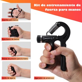 Grip Strength Juego de 5 Piezas para el Entrenamiento de la Fuerza de la Mano en Adultos Bolas de Silicona para el Agarre,Ejercitador de Mano (Negro)