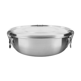 Tatonka Food Bowl 0.75 L - Stainless Steel Food Container/Bowl - With Lid, Clip Fasteners and 750 ml Volume, Silver