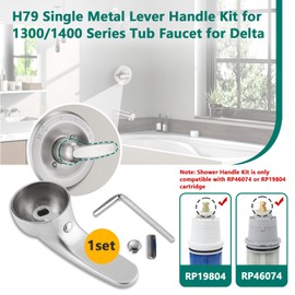 RAINREVIVE Repalcement Shower Handle, Compatible for 1300/1400 Series Tub Faucet for Delta, H79 Single Metal Lever Handle Kit, Brushed Nickel