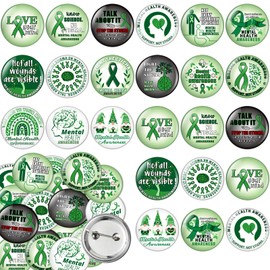 Remuuly 150 Pieces Mental Health Awareness Mini Buttons Novelty Mental Health Gifts Mental Health Pins Bulk for Children Teens Adults Jewelry Mental Health Awareness Items Party Favors, 15 Styles