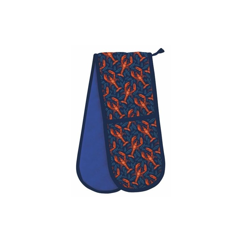 Double Oven Gloves - Organic Cotton - Artistic Lobster Design