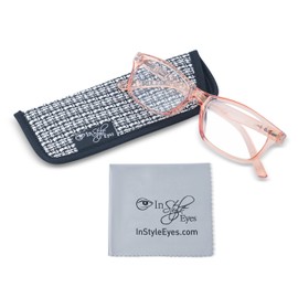 In Style Eyes Seymore Retro Bifocal Reading Glasses - Bifocal Readers for Women and Men, Non-progressive, Adaptive Spring Hinges - Clear Rose, 2.0x