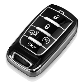 Tukellen for Dodge Key Fob Cover Soft TPU Full Protection Key Shell Key Case Compatible with 2019-2023 Dodge RAM 1500 2500 3500 ,4-5 Buttons(Silver)