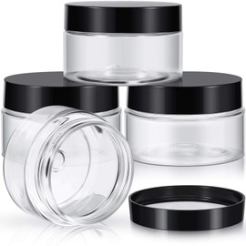 Patelai 4 Pieces Round Wide-mouth Leak Proof Plastic Container Jars with Lids for Travel Storage Makeup Beauty Products Face Creams Oils Salves Ointments DIY Making(4 Ounce,Black)