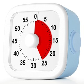 HOTUT 60 Minute Visual Timer for Kids,Visual Countdown Timer Clock Kids,Kids Desk Management Tools with Red Circle and Non-Ticking for Classroom,Home,Kitchen,Office